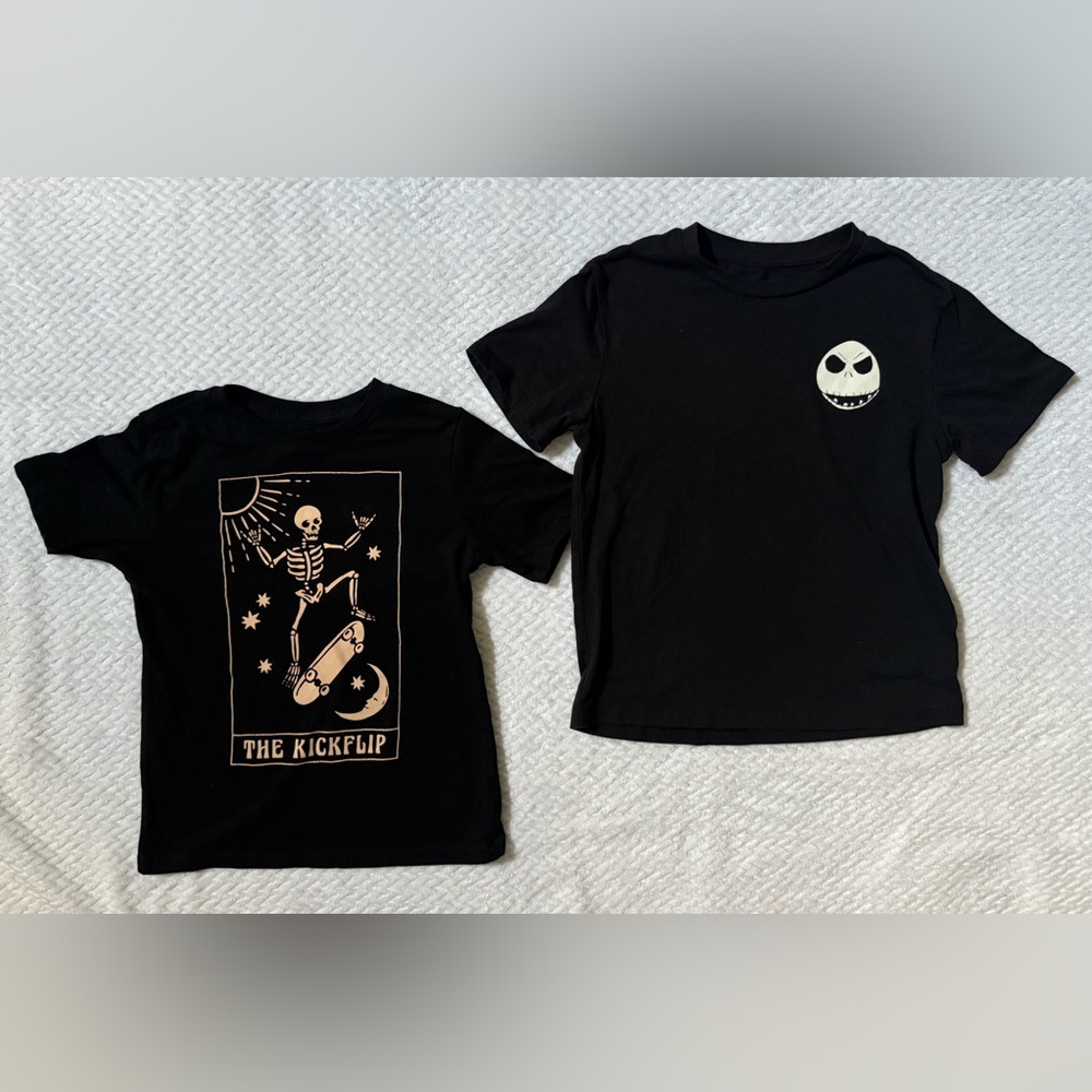 BUNDLE Black Kids T-Shirt Set with Skeleton Designs